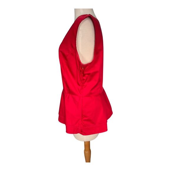 Brooks Brothers Women's Sleeveless V-Neck Side Zip Cotton Peplum Blouse Size 16 - Picture 3 of 10